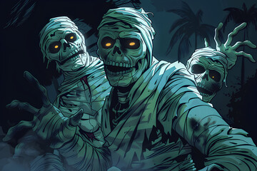 Wall Mural - scary zombie mummy monster vector