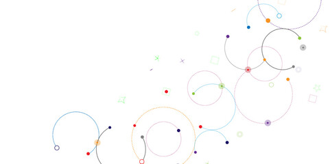 Aufkleber - Abstract geometric background with plexus circles. Big data visualization and technology background design.