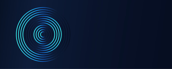 Fototapete - Abstract music background with bold look concentric circles  featuring vector graphics of sound waves. Blue green color ring and spinning circle target add.