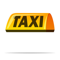 Canvas Print - Yellow taxi sign vector isolated illustration