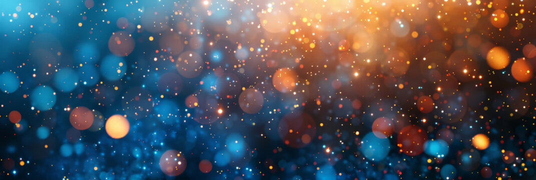 festive bokeh lights with golden and blue hues creating a magical and celebratory atmosphere with sh