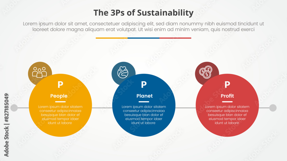 3P or 3Ps sustainability framework infographic concept for slide ...