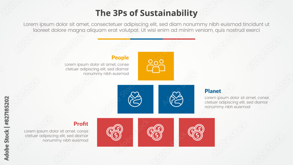 3P or 3Ps sustainability framework infographic concept for slide ...