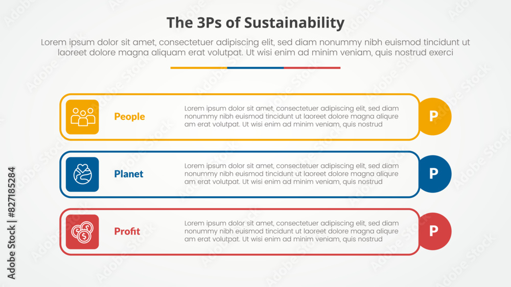 3P or 3Ps sustainability framework infographic concept for slide ...