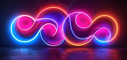 Illustrate a custom neon sign portraying a brand logo in a vibrant and eye-catching way Modern, sleek, and attention-grabbing