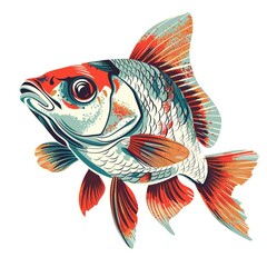 Wall Mural - Fish cartoon Vintage