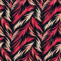 Wall Mural - black, white and red brushstrokes in seamless pattern