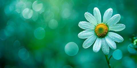 Canvas Print - A white flower with a green background