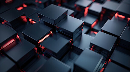 Wall Mural - Abstract background with 3d black cubes, suitable for computer technologies, data storage illustration, neural networks, scientific research etc