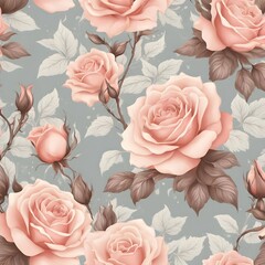 Wall Mural - floral seamless pattern with roses