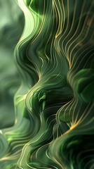 Wall Mural - Enchanting Organic Green Line Wallpaper with Flowing Abstract Shapes and Mesmerizing Patterns