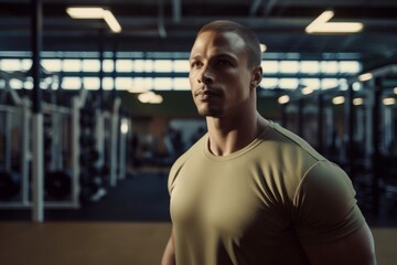 Wall Mural - portrait of man in cross training gym