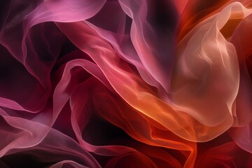 Wall Mural - vibrant digital artwork featuring smooth silk fabric textures in a dynamic composition of red and pu