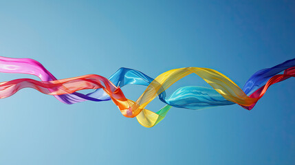 Wall Mural - colorful ribbons dancing in a 3d wave of love and light