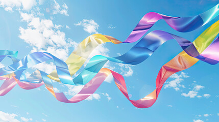 Wall Mural - red and blue ribbon wave in smoke