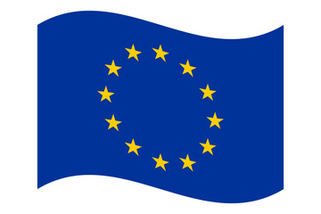 Wall Mural - Wavy flag of the European Union, isolated on transparent background. Flag of Europe. Vector illustration