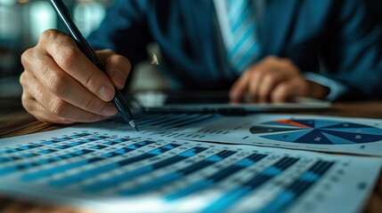 coworkers in a business partnership write cost work progress and use a tablet to analyze graph company financial budget report