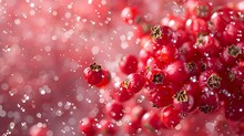 A Macro Shot Of Falling Pink Peppercorns, Centered With Intricate Details And An Elegant, Minimalist Background. 