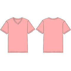 Poster - light pink v neck t shirt mockup illustration