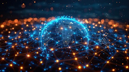Wall Mural - global background with connecting lines around the earth globe futuristic technology theme backgroun