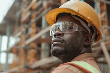 Construction worker or foreman supervising construction activities at the job site