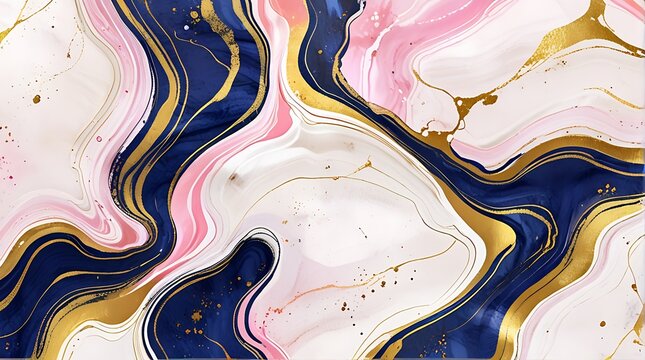 Abstract Marble Wave Acrylic Background. white and blue Marble Texture with golden Ripple Pattern.