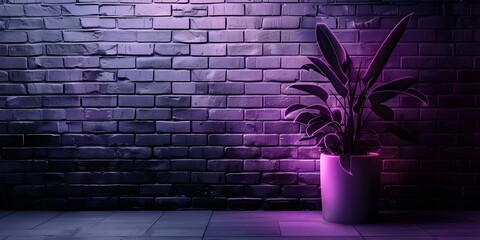 Wall Mural - An electric purple neon brick wall adds a vibrant and futuristic touch to the urban environment. Concept Urban Art, Neon Lights, Futuristic Design, Vibrant Colors