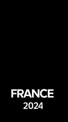 Wall Mural - Minimalist France 2024 design with simple white text on a black background