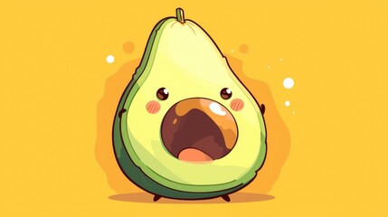 Canvas Print - The adorable avocado mascot s surprised expression in a charming design perfect for t shirts stickers or logo accents