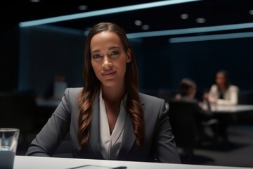 Poster - A portrait of a stylish beautiful businesswoman in the board room in the office