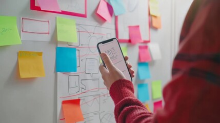 Wall Mural - hand with smartphone planning ideas