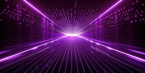 Abstract background of glowing purple neon lines