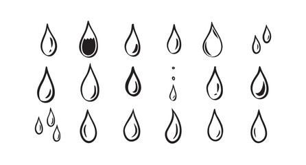 Wall Mural - Hand drawn doodle water drop. Water drops icons