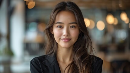 Sticker - young asian business woman smiling to camera standing pose on isolated white background