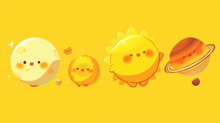 Wall Mural - the sun icon is just shining so brightly while the cute icon is all about those adorable planets