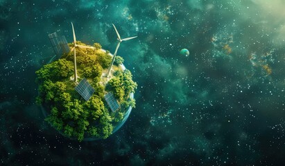 Wall Mural - miniature models of earth and eco-friendly photography of a green scenery, energy, electricity, crea