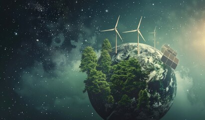 Wall Mural - Miniature models of earth and eco-friendly photography of a green scenery, energy, electricity