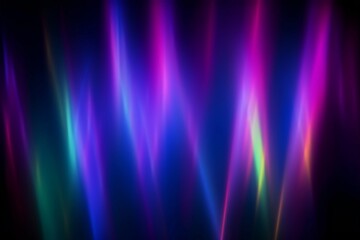 Canvas Print - colorful neon rainbow aurora borealis or laser light leaks texture on black background