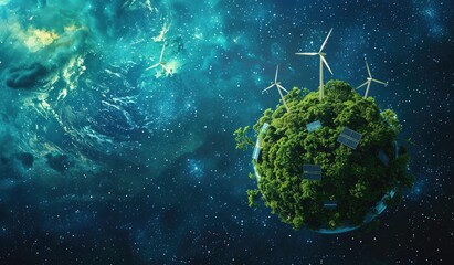 Wall Mural - miniature models of earth and eco-friendly photography of a green scenery, energy, electricity, crea