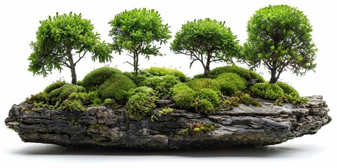 Wall Mural - In a botanical composition, tiny plants and mosses cover timber, adding greenery to the forest floor.