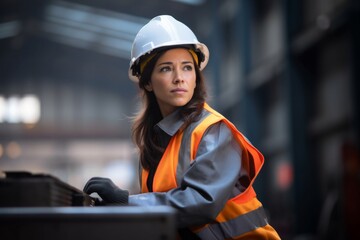 Wall Mural - female engineer inspecting the workpiece in a steel factory