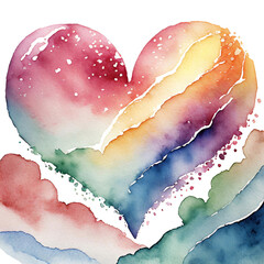 Wall Mural - rainbow heart watercolor painting