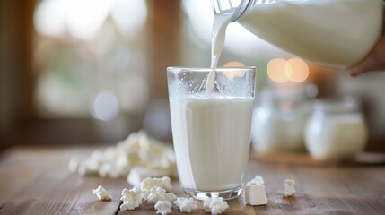 Poster - a person pouring milk into a glass