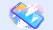 © AkuAku - A cartoon illustration of a mobile phone or smartphone with a cloud set against a white background