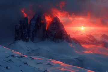 Wall Mural - sunset over the mountains