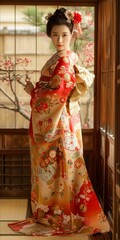 Canvas Print - Japanese Woman in Traditional Kimono Dress