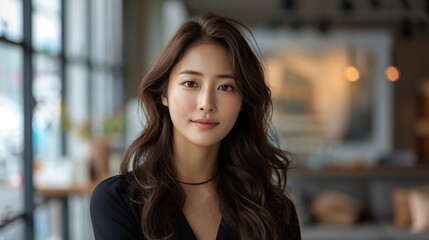 Sticker - confident portrait of korean woman and in a studio background with her arms crossed empowerment or elegant corporate worker and pose with serious or proud young businesswoman in a backdrop