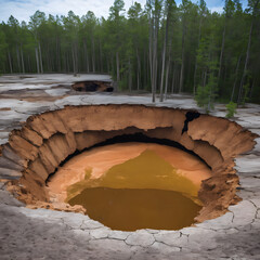 large dangerous deep sinkholes, ai-generatet