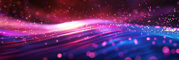 A minimalistic background with blurred light trails in purple and pink, speed motion. Pink and purple neon light trails in motion creating a dynamic and futuristic visual experience
