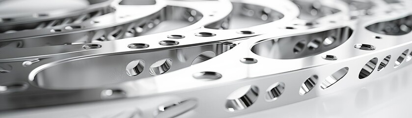 Sheet Metal parts for a hardware industry, metal sheets, laser cutted parts, realistic studio shot, white background